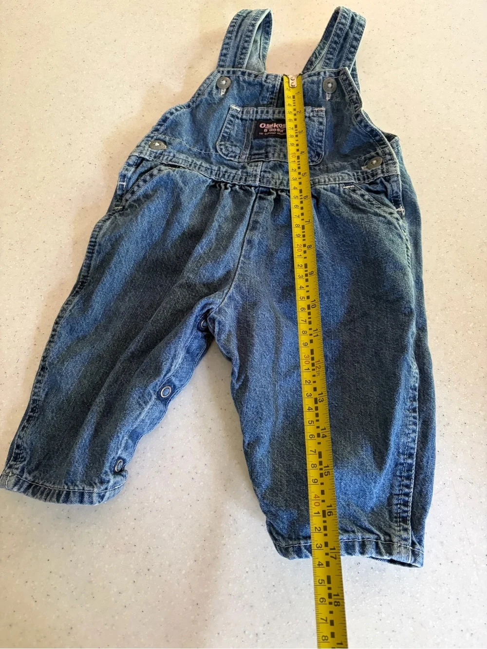Vintage OshKosh B'gosh Trusts Tide Pleated Denim Overalls. Baby Girl @ 18-24M